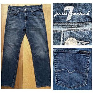 7 FOR ALL MANKIND AUSTYN STRAIGHT LEG Men’s Distressed Jeans sz 34W x 32L